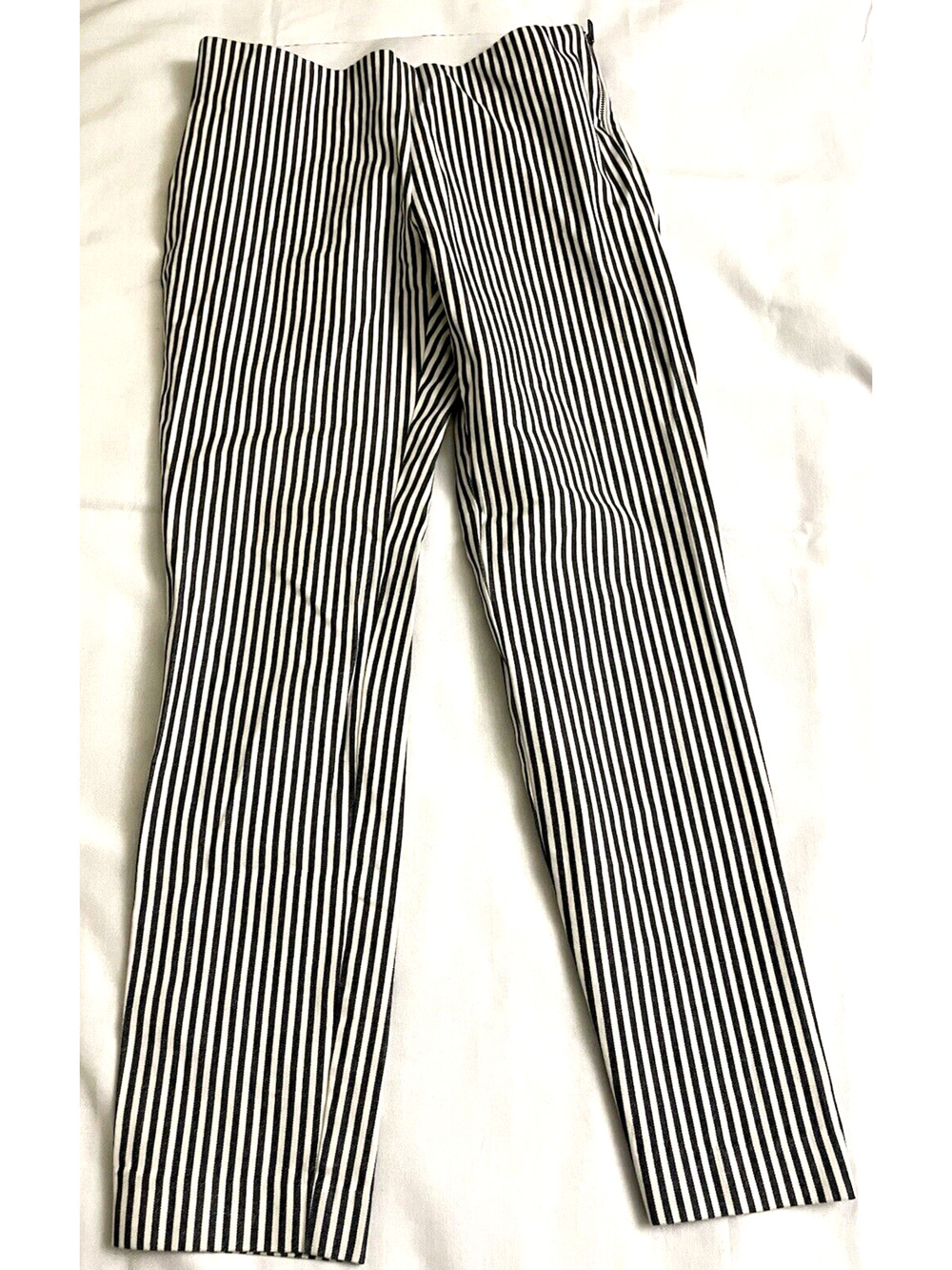A New Day Tan White Strips High Waisted Pull On Ankle Length Pants size 6